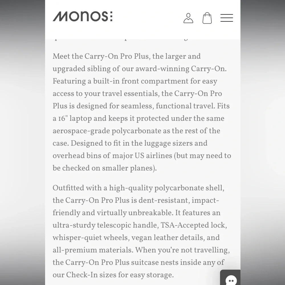 Monos x Magnolia Bakery carry on roller suitcase - Picture 16 of 17